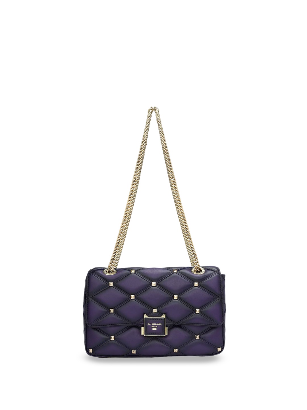 

Da Milano Women Textured Leather Shoulder Bag with Quilted, Purple