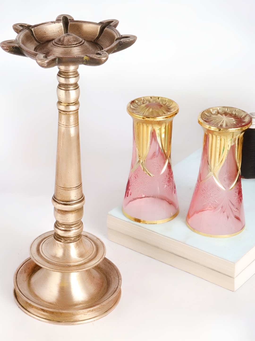 

Indianshelf Gold-Toned Textured Brass Pooja Diya