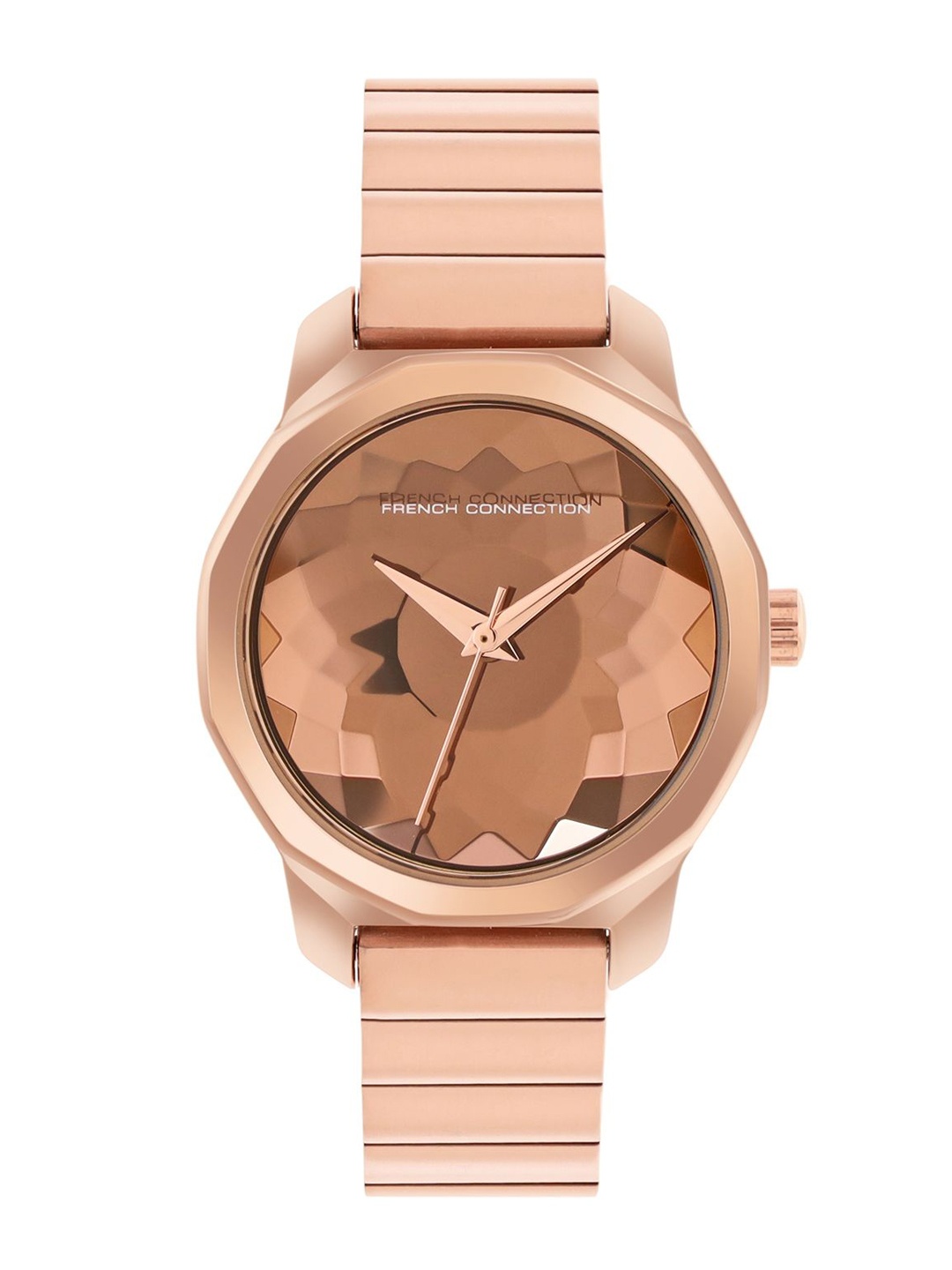 

French Connection Women Dial & Stainless Steel Bracelet Style Straps Analogue Watch FCH2RGM, Rose gold