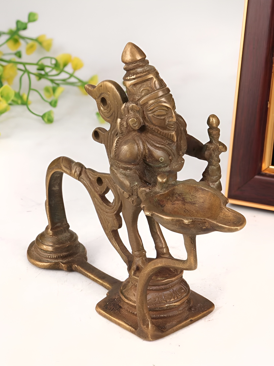 

Indianshelf Bronze-Toned Textured Idol Brass Diya Pooja Essentials
