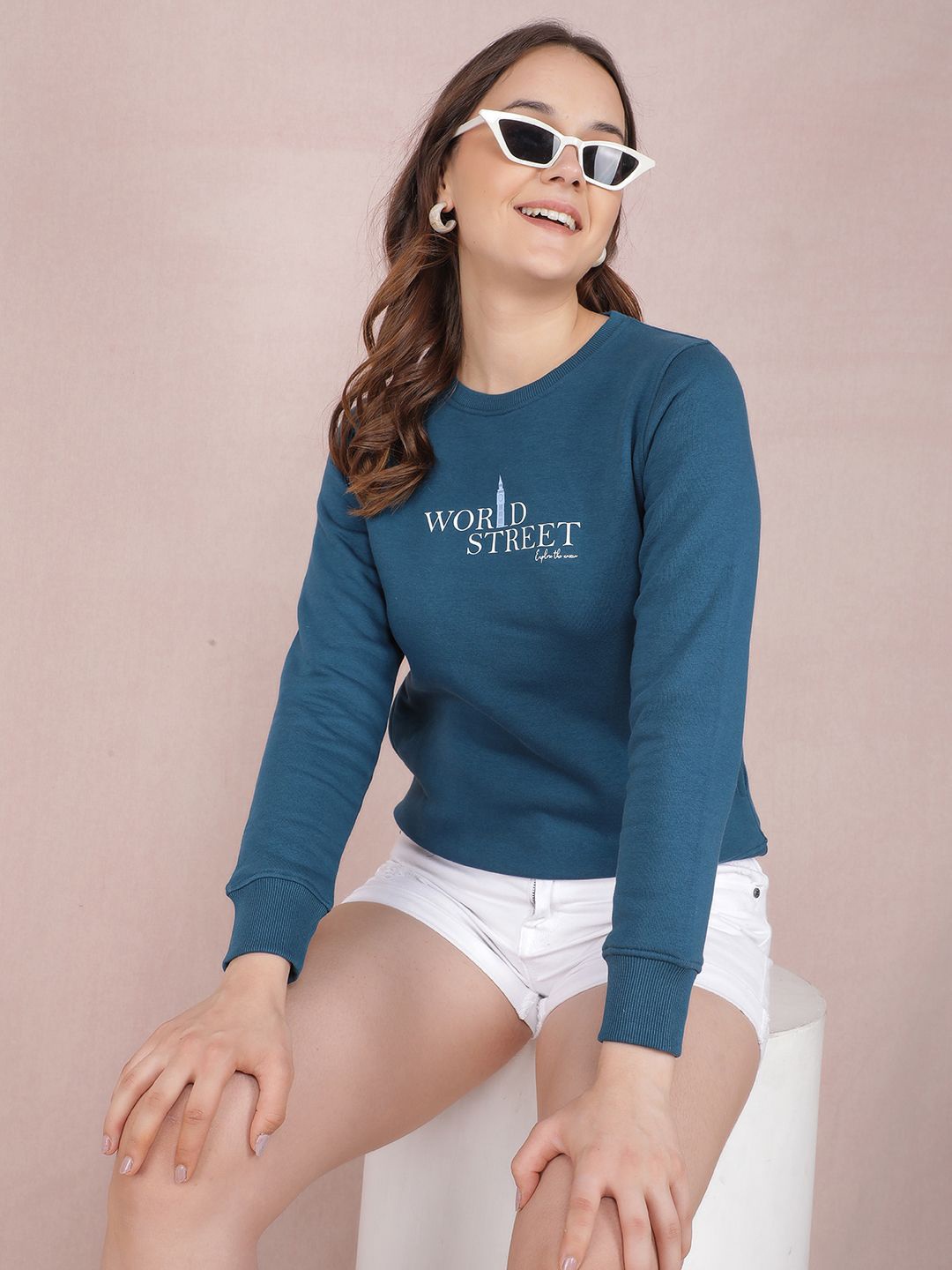 

Crimsoune Club Women Printed Sweatshirt, Blue
