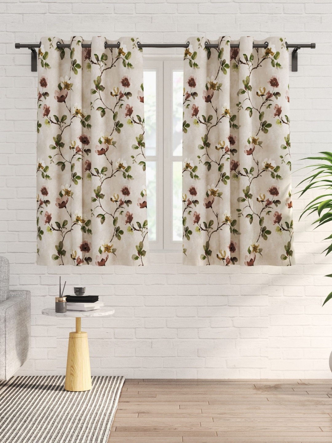

Home Centre Corsica Florish Beige & Green 2 Pieces Floral Printed Window Curtain