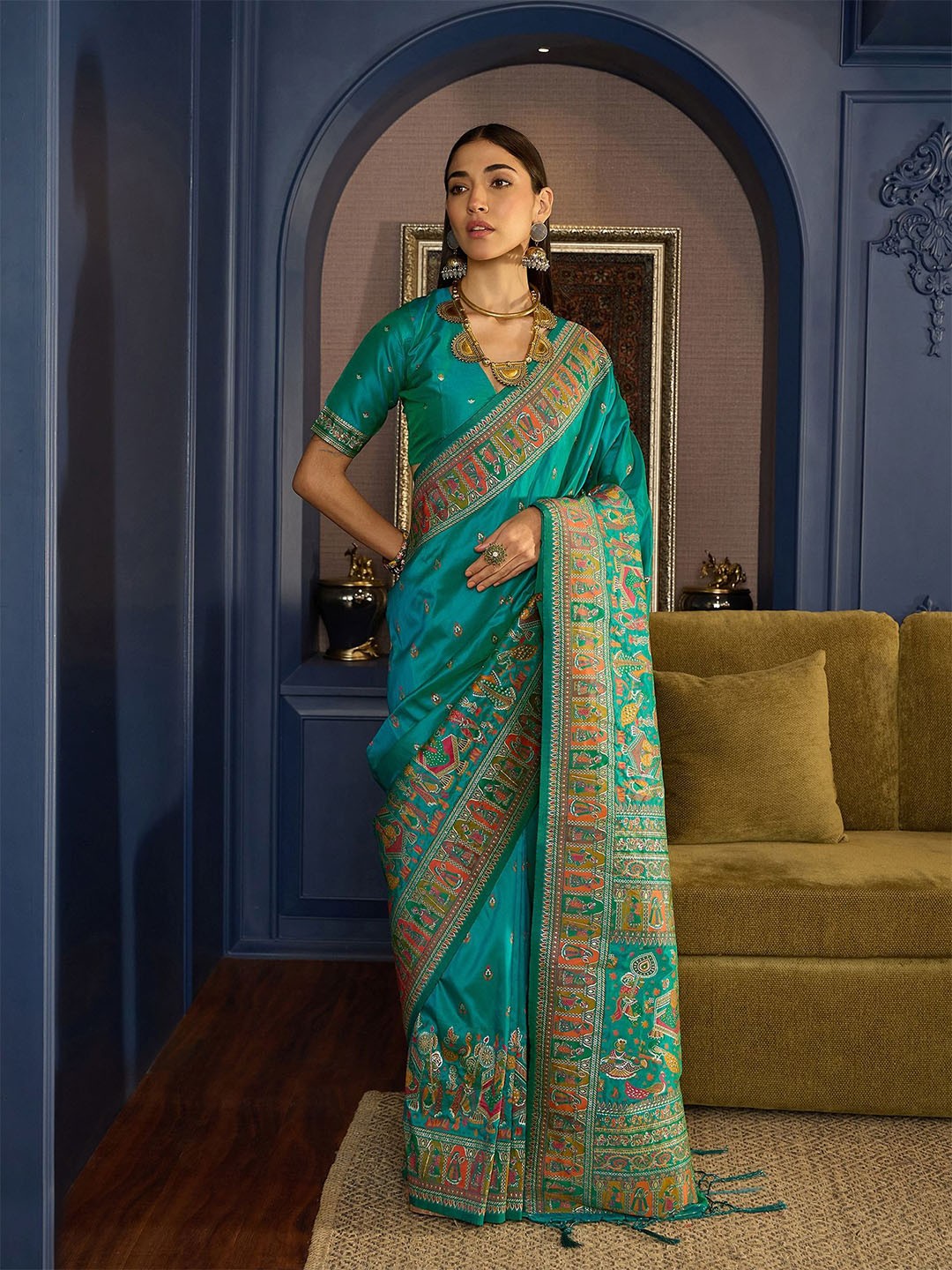 

Dori Woven Design Pure Silk Saree, Green