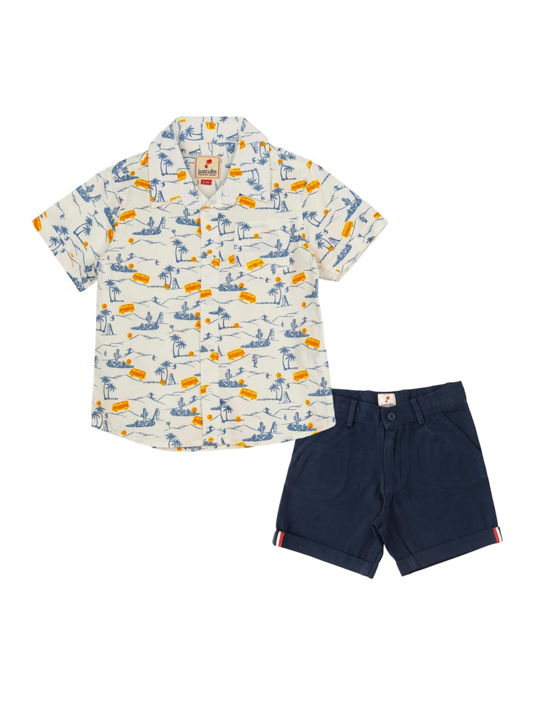 

JusCubs Boys Printed Shirt with Shorts, Blue