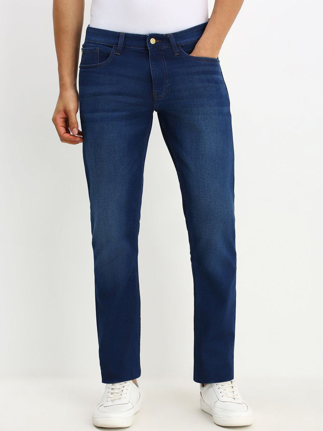 

Allen Solly Men Slim Fit Mid Rise Heavy Fade Jeans, Blue