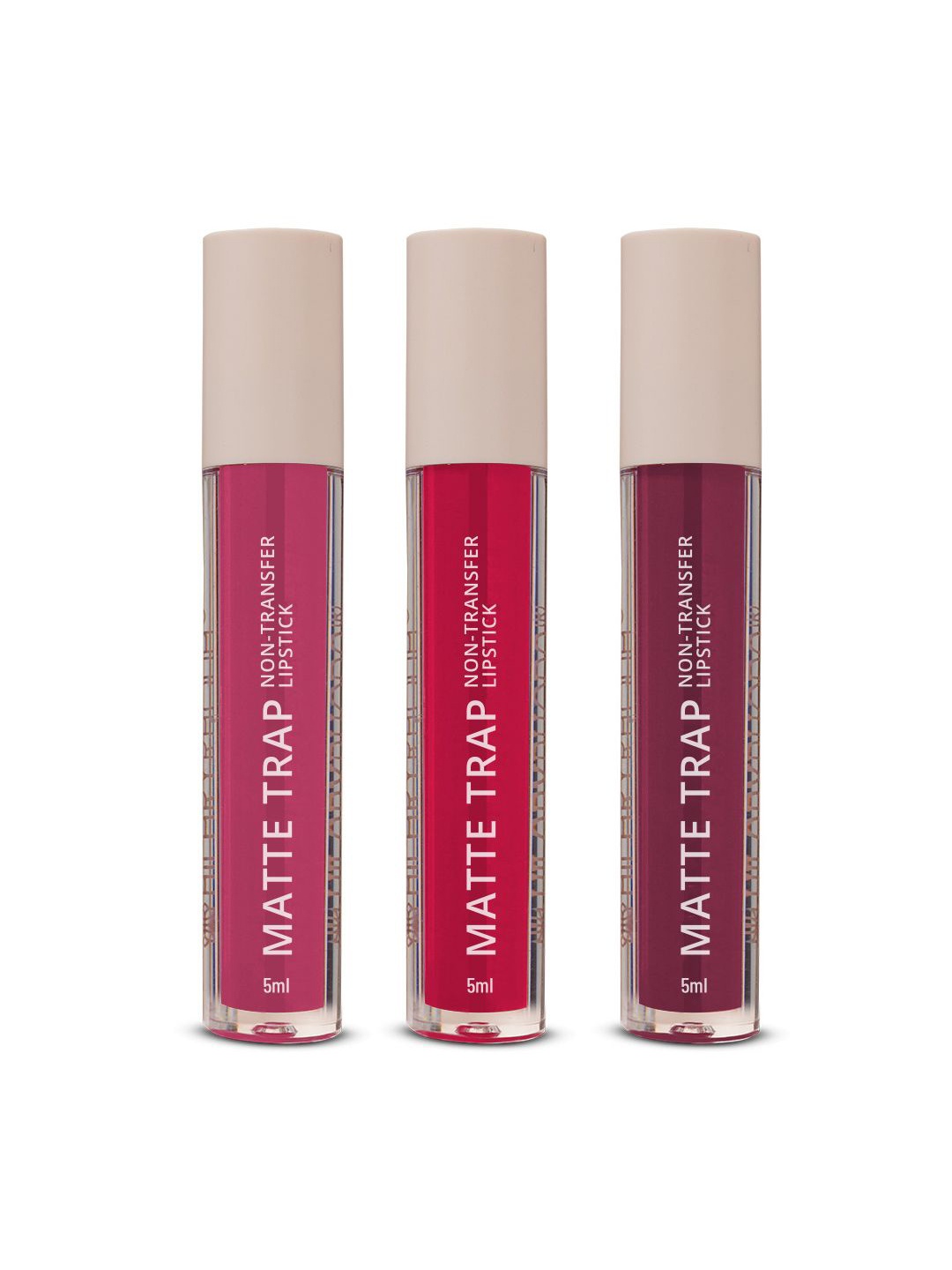 

Hilary Rhoda Set Of 3 Matte Trap Liquid Lipstick-5ml Each Stop On-Untamed Pink-Major Wine