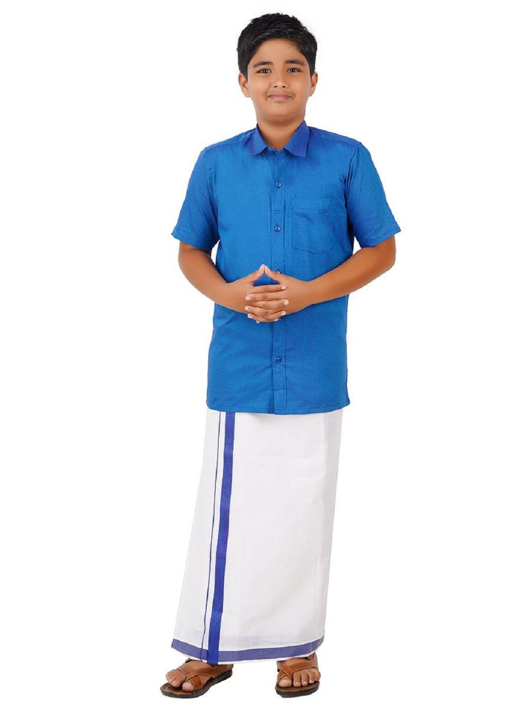 

RAMRAJ Boys Matching Dhoti & Shirt Combo, Blue