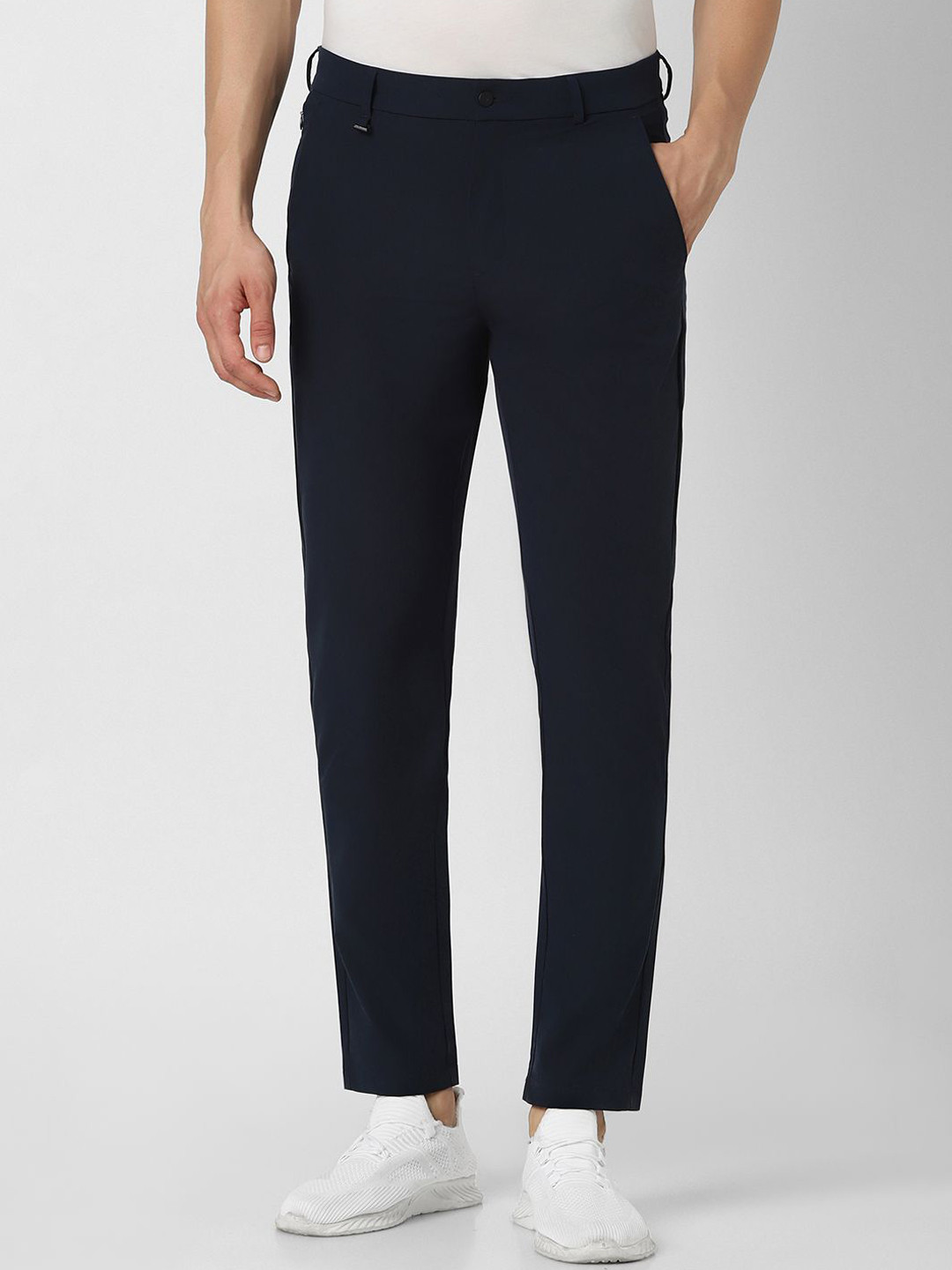 

Van Heusen Flex Men Solid Slim Fit Trousers, Navy blue