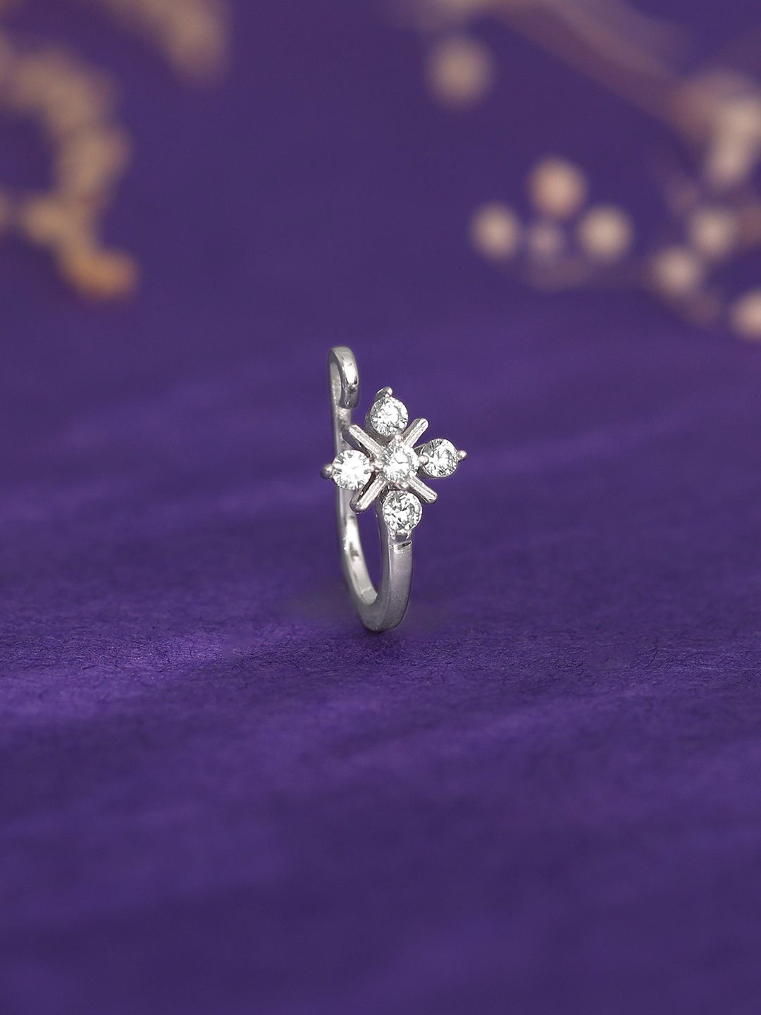 

GIVA Rhodium Plated 925 Silver Artificial Stones Ring Nosepin