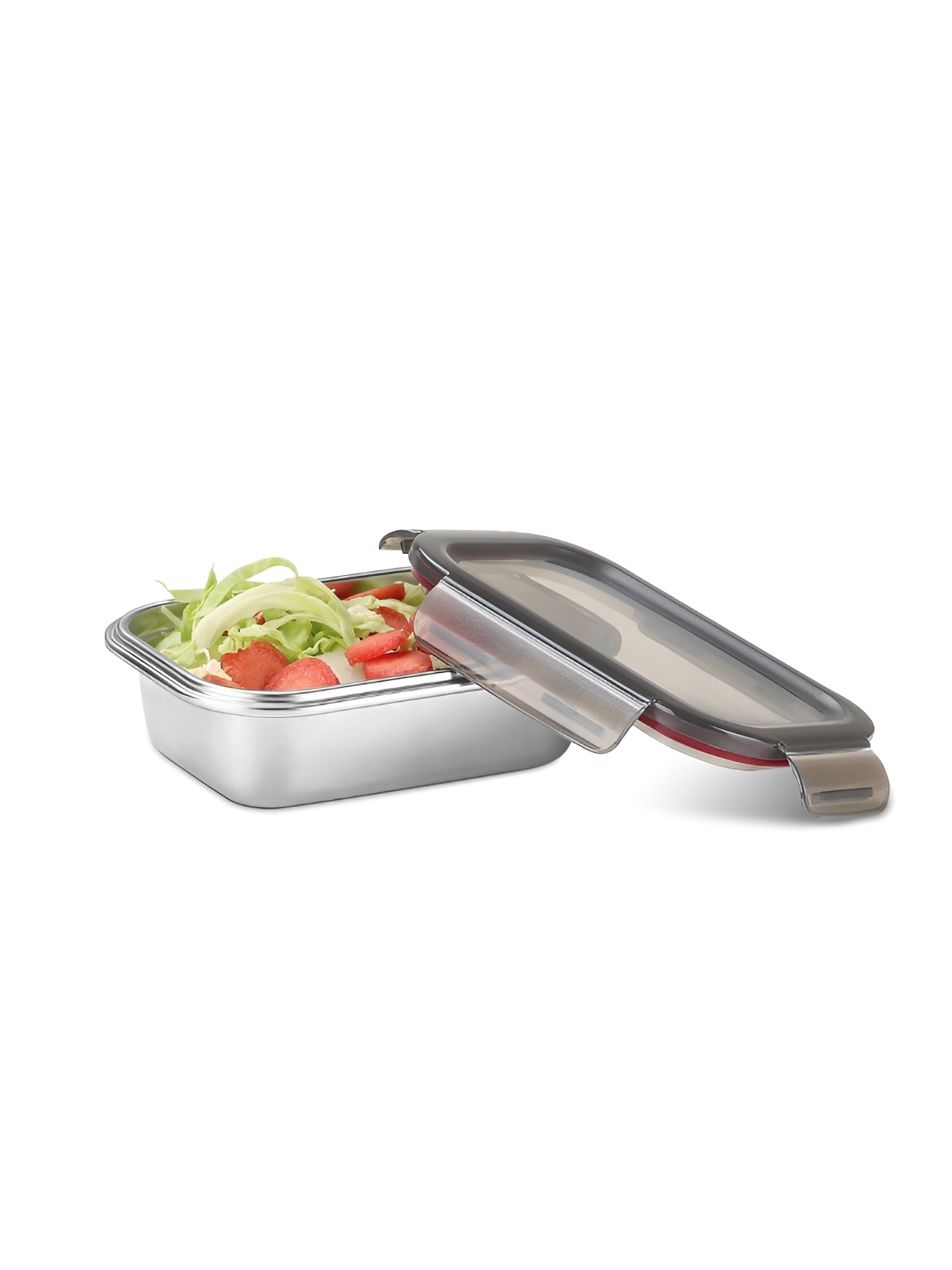 

Milton Lock & Store Rectangular 650 Stainless Steel Lunch Box with Clip Lock Lid-600 ml, Silver