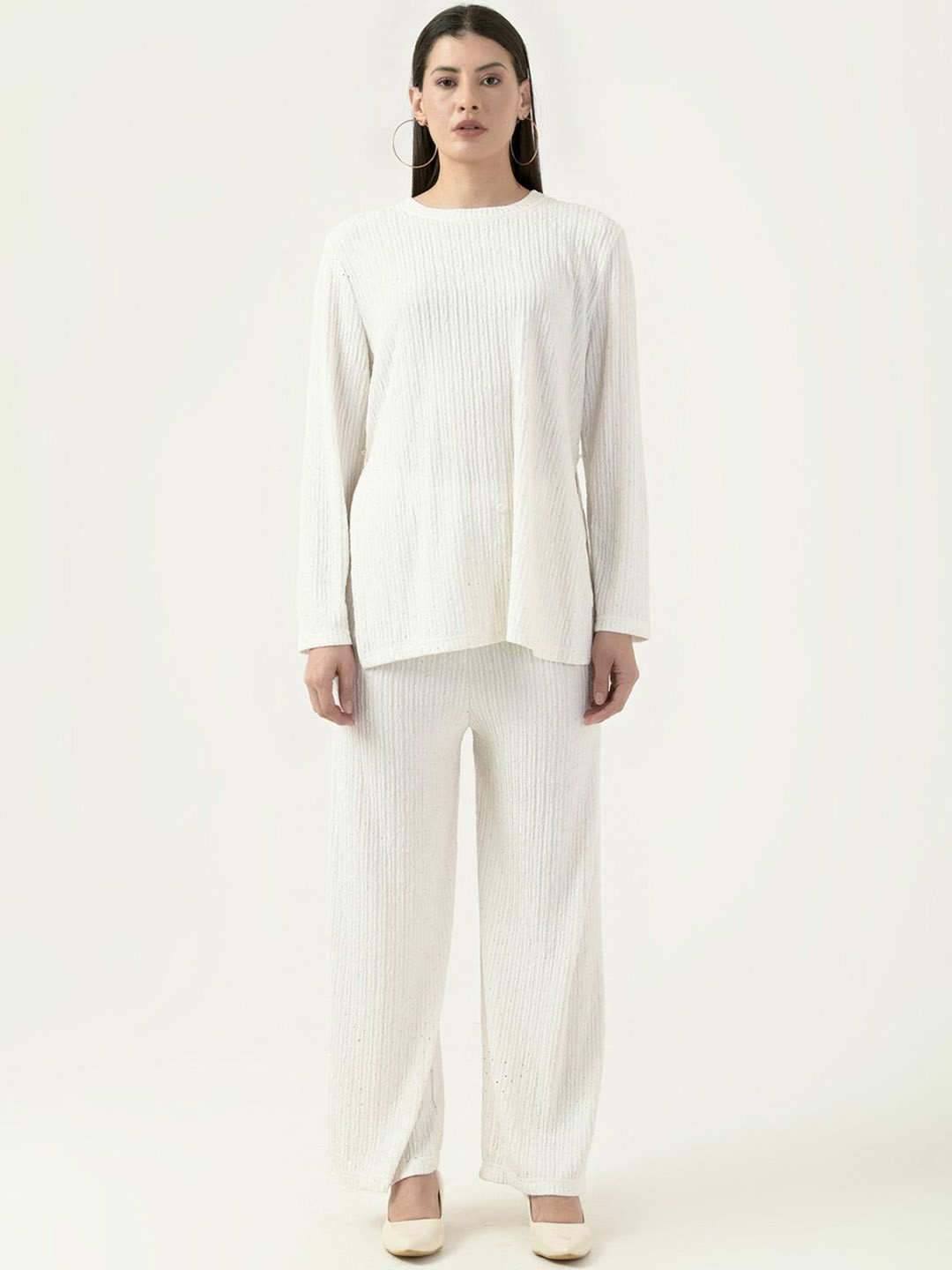 

Albion By CnM Ribbed Long Sleeves T-shirt With Trousers, White