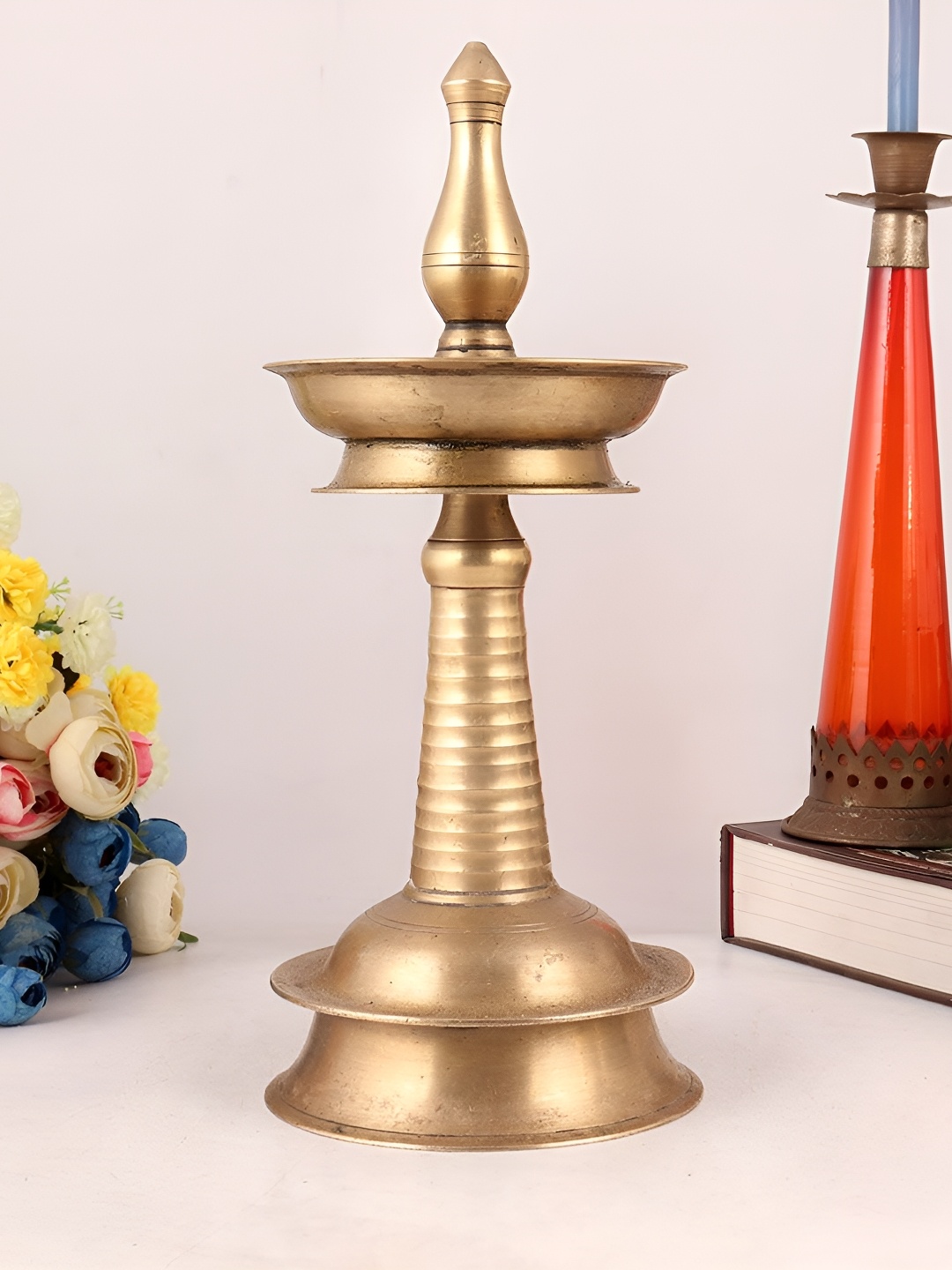 

Indianshelf GoldToned and Black Brass Diwali Oil Deep Diya, Gold