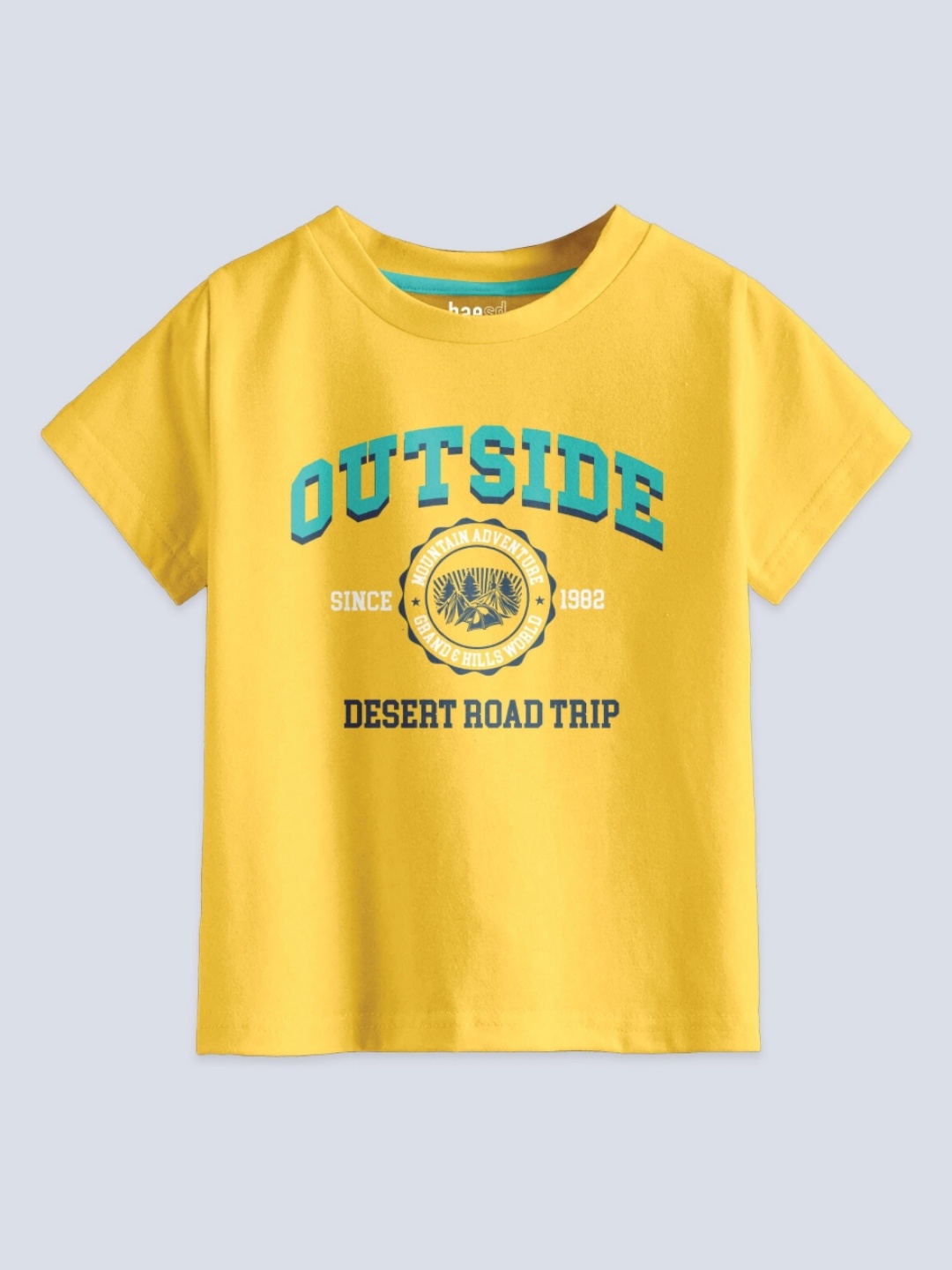 

BAESD Boys Typography Printed Round Neck Cotton T-shirt, Yellow