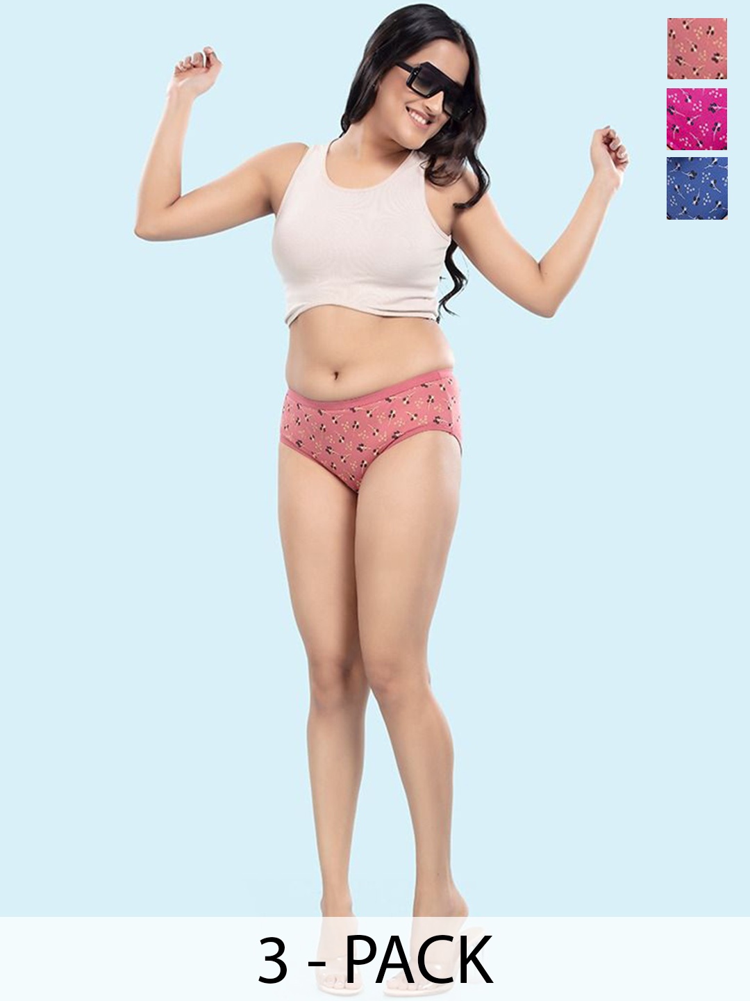 

BOLD & BAE Pack of 3 Assorted Printed Hipster Briefs, Peach