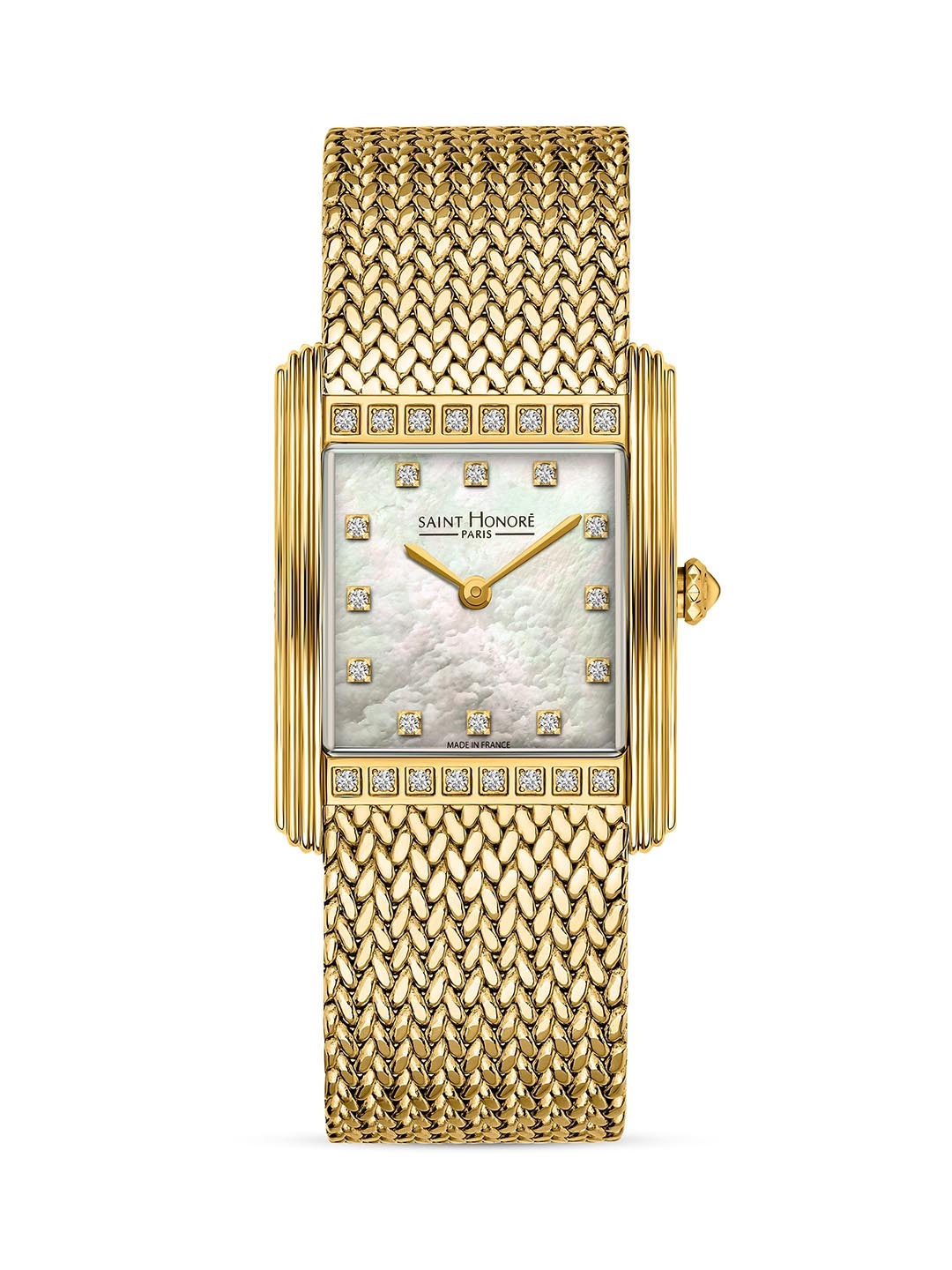 

SAINT HONORE PARIS Women Palais Royal (Mesh) Quartz White Round Watch- PR722155-3YBDT, Gold