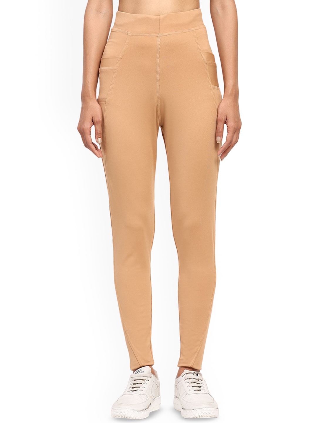 

ComfyStyle Slim-Fit Ankle-Length Yoga Tights, Beige