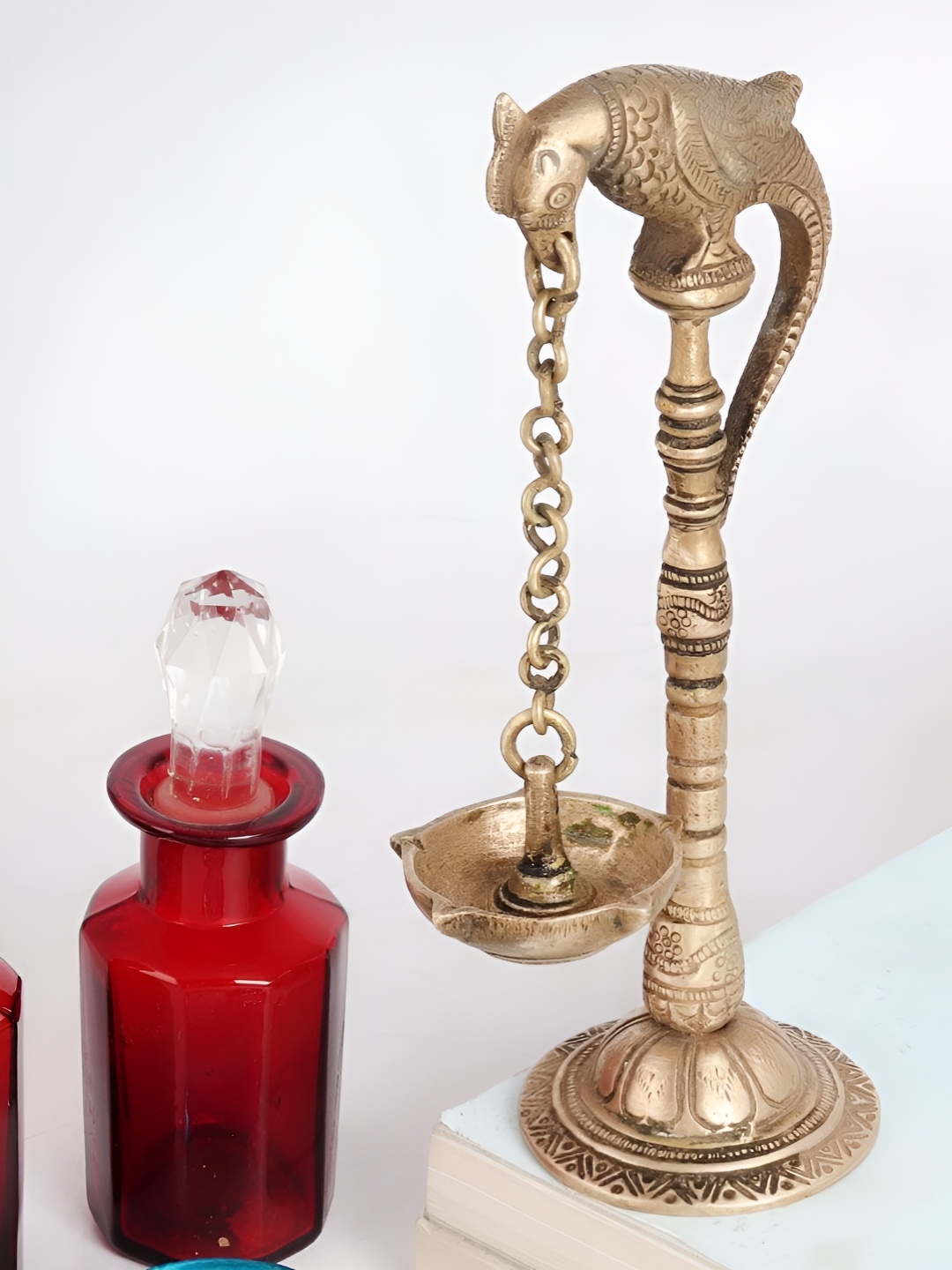 

Indianshelf Gold Toned Textured Brass Pooja Diya Pooja Essentials