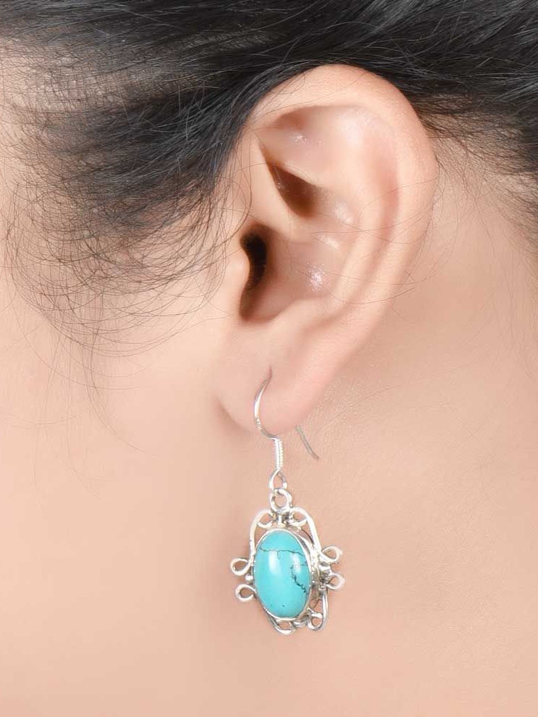 

Indianshelf 92.5 Sterling Silver Stone Studded Contemporary Drop Earrings