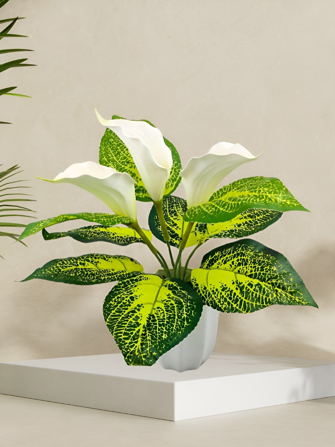 

fancy mart Green 1 Pieces Lily Artificial Plant With Pot