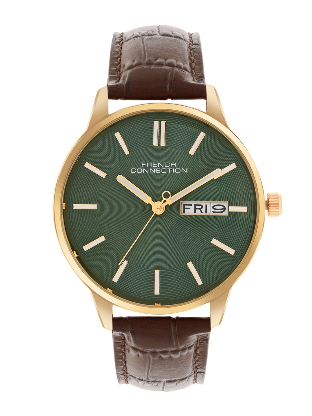 

French Connection Men Printed Dial & Leather Straps Analogue Watch FCN065NBL, Green