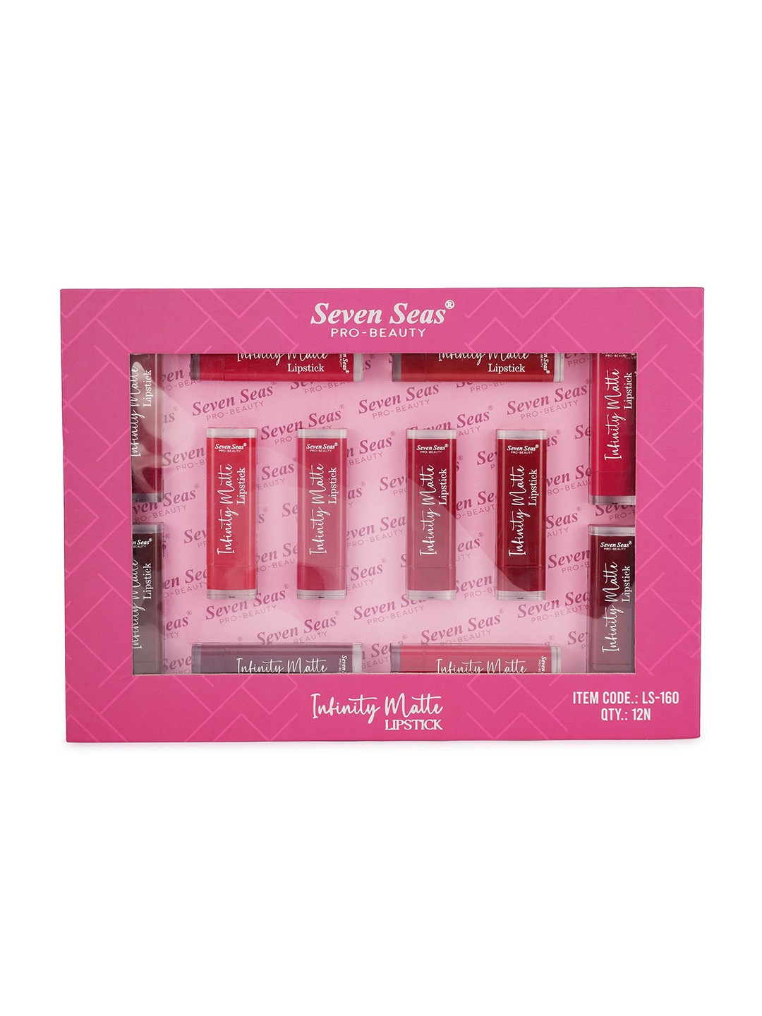 

Seven Seas Set Of 12 Infinity Matte Long Lasting Lipstick- 1.5 ml Each- LS-160, Red