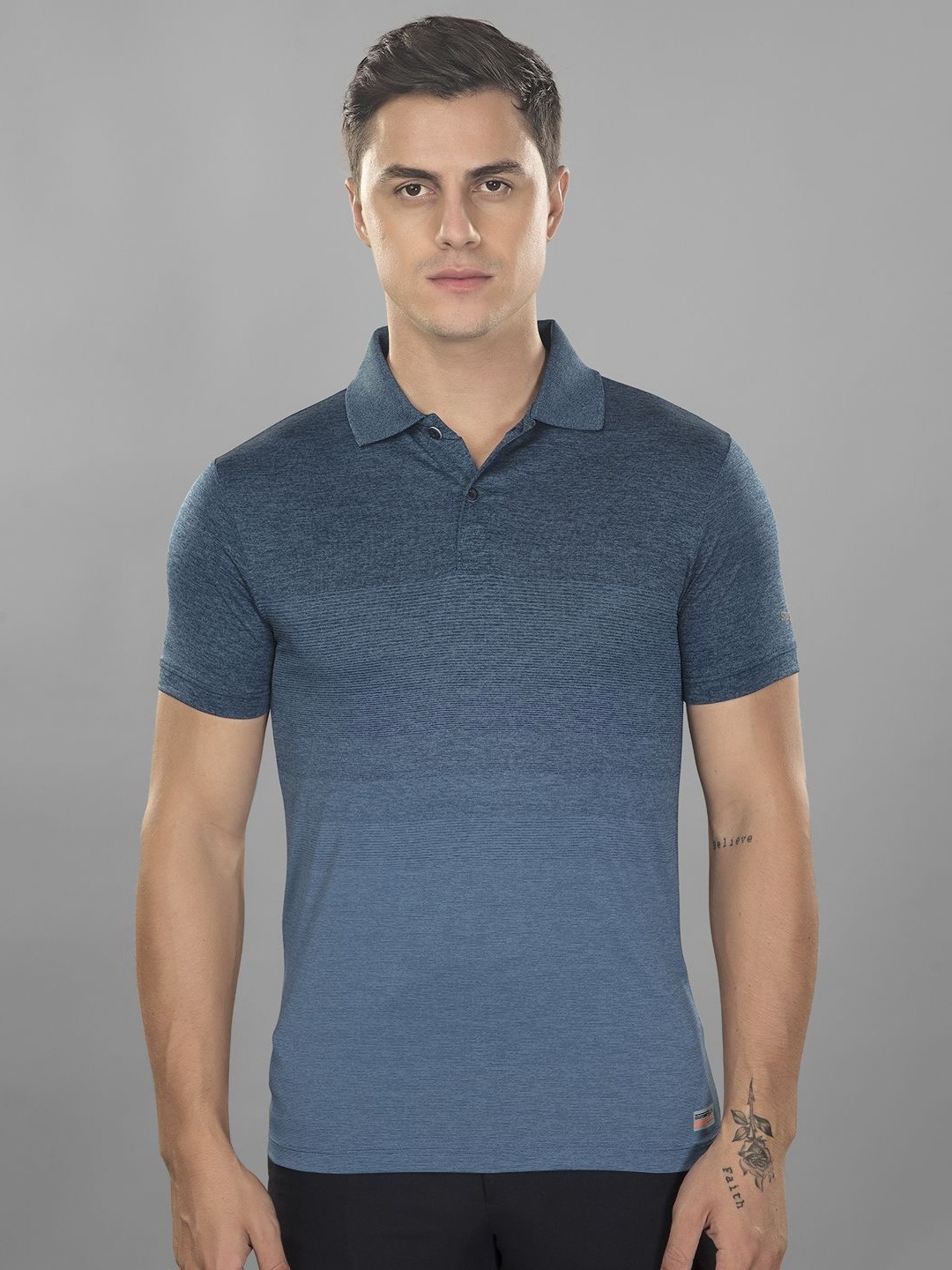 

SPORT SUN Men Dri-FIT Colourblocked Polo Collar T-shirt, Navy blue
