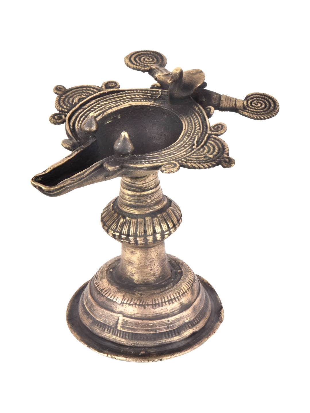 

Indianshelf Bronze-Coloured & Black Brass Diwali Standing Oil Lamp Diya