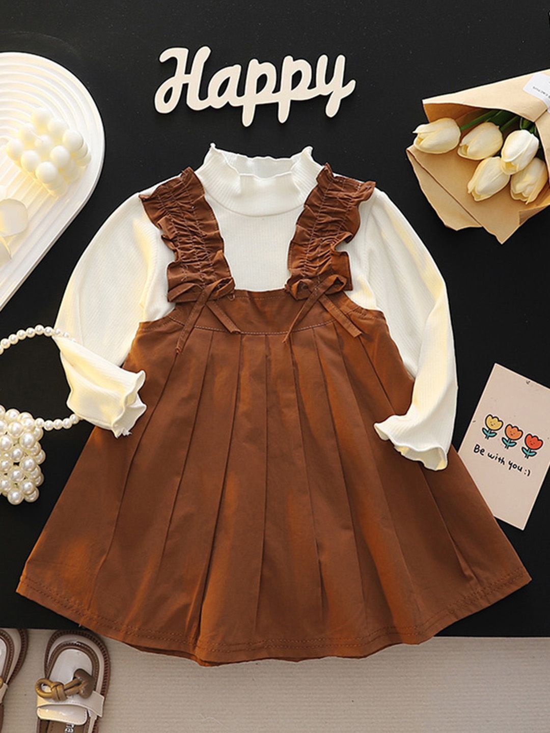 

INCLUD Girls Fit & Flare Dress, Brown