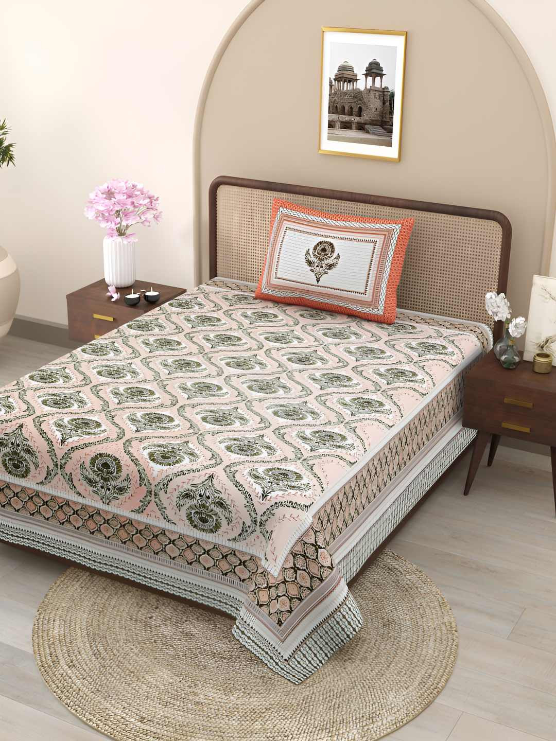 

Jinaya's Multicoloured & Multicoloured Floral 300 TC Single Bedsheet with 1 Pillow Covers, Multi