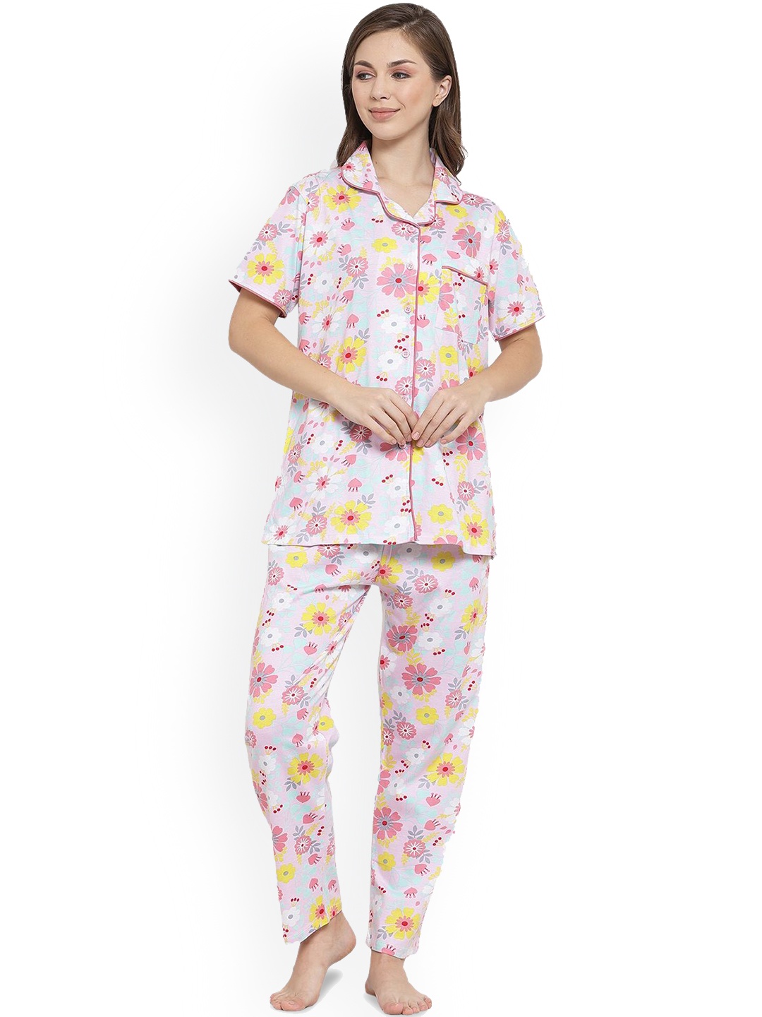 

SHYAM SONS FLAIR Women Printed Night suit, White