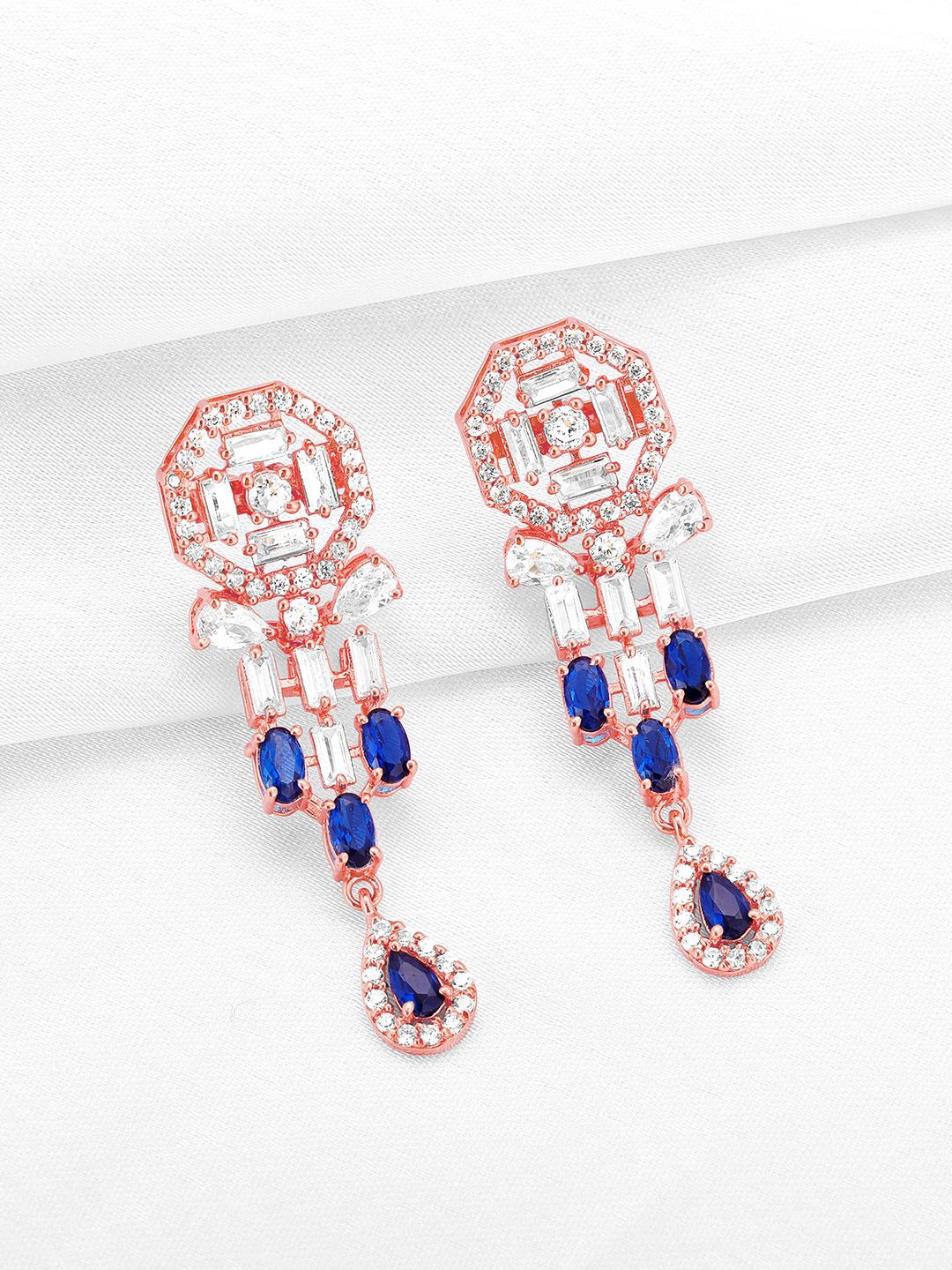 

GIVA 925 Sterling Silver Rose Gold-Plated Zircon Contemporary Drop Earrings