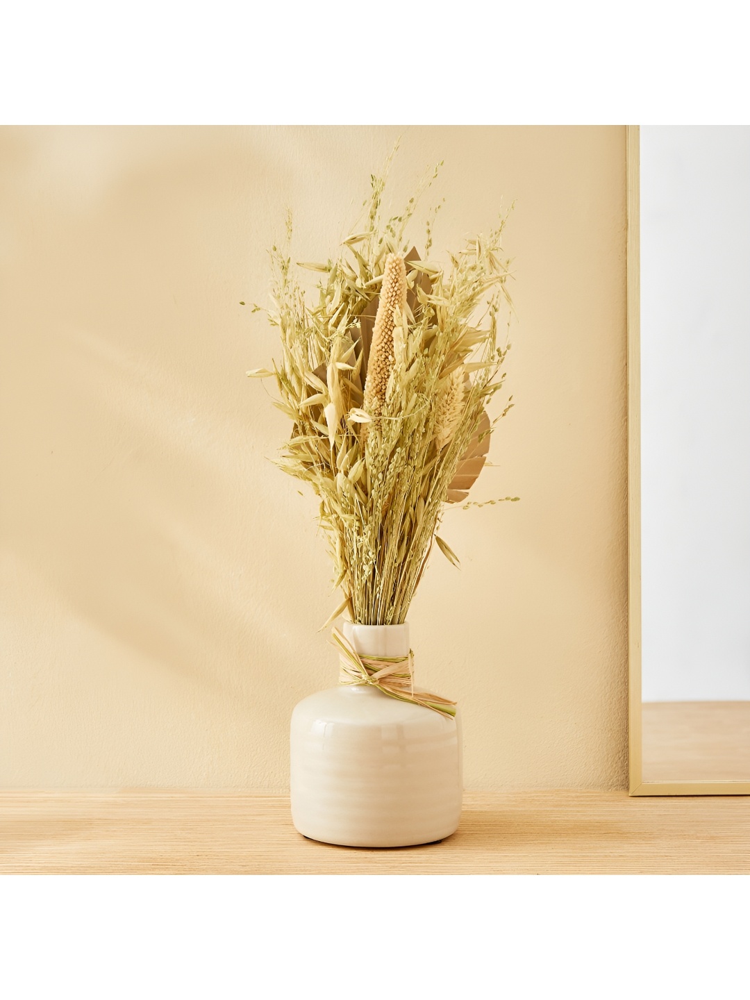

Home Centre White & Beige Bajra Artificial Flower With Pot