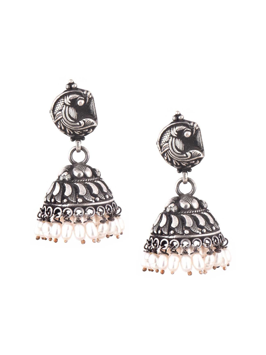 

Indianshelf 92.5 Sterling Silver Beaded Dome Shaped Jhumkas