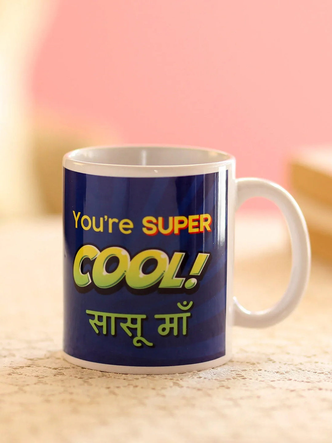 

fnp White & Blue Typography Printed Ceramic Glossy Mug 325ml