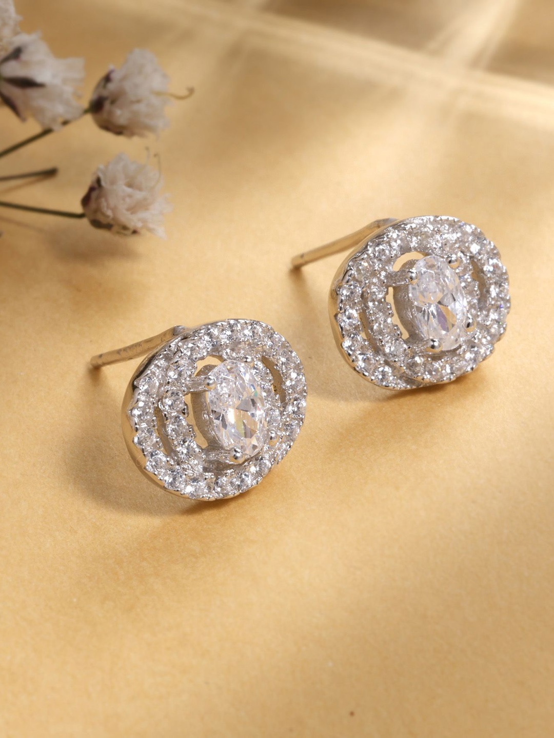 

DEESSA 925 Sterling Silver Rhodium-Plated Contemporary Studs Earrings