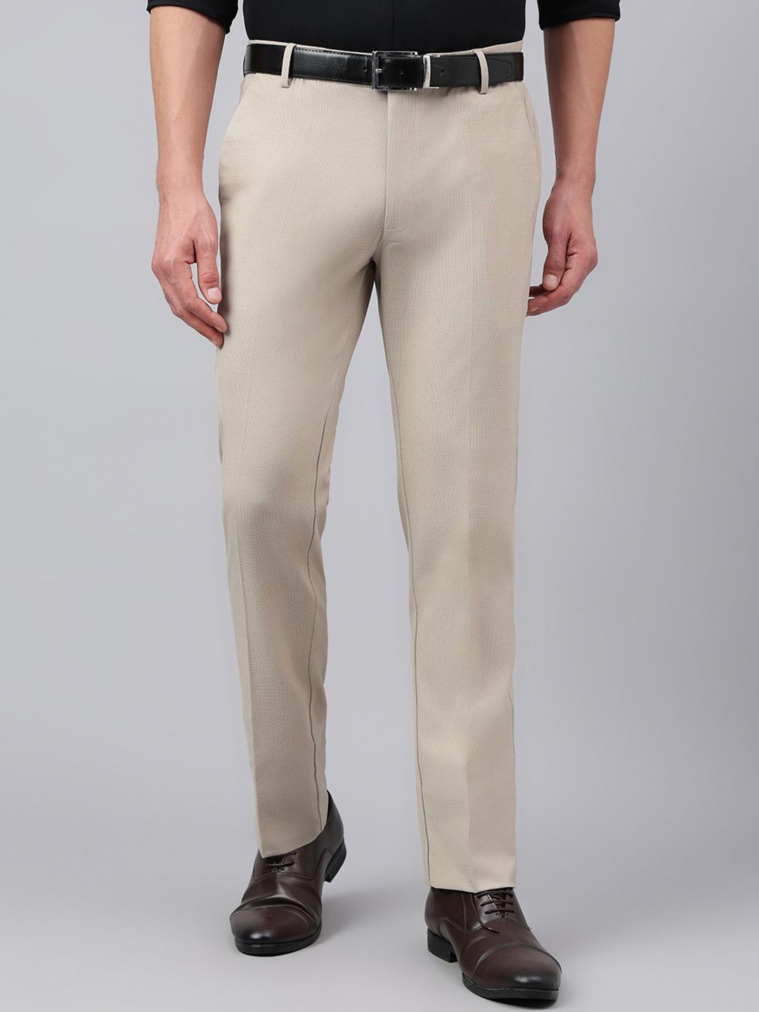 

Richlook Men Smart Pleated Formal Trousers, Beige