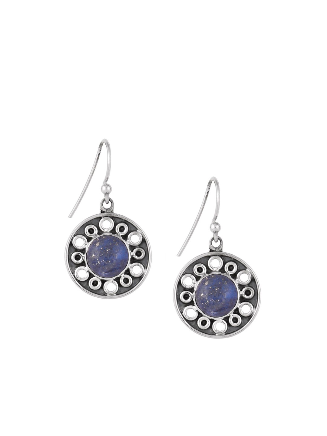 

Indianshelf 92.5 Sterling Silver Stone Studded Drop Earrings