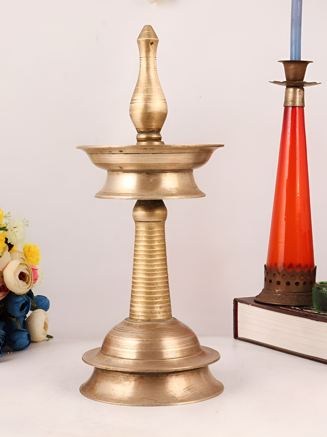 

Indianshelf Gold Toned Textured Classic Deepam Diya