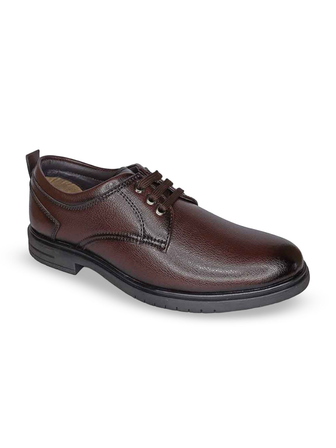 

comfitoes Men Textured PU Derbys, Brown