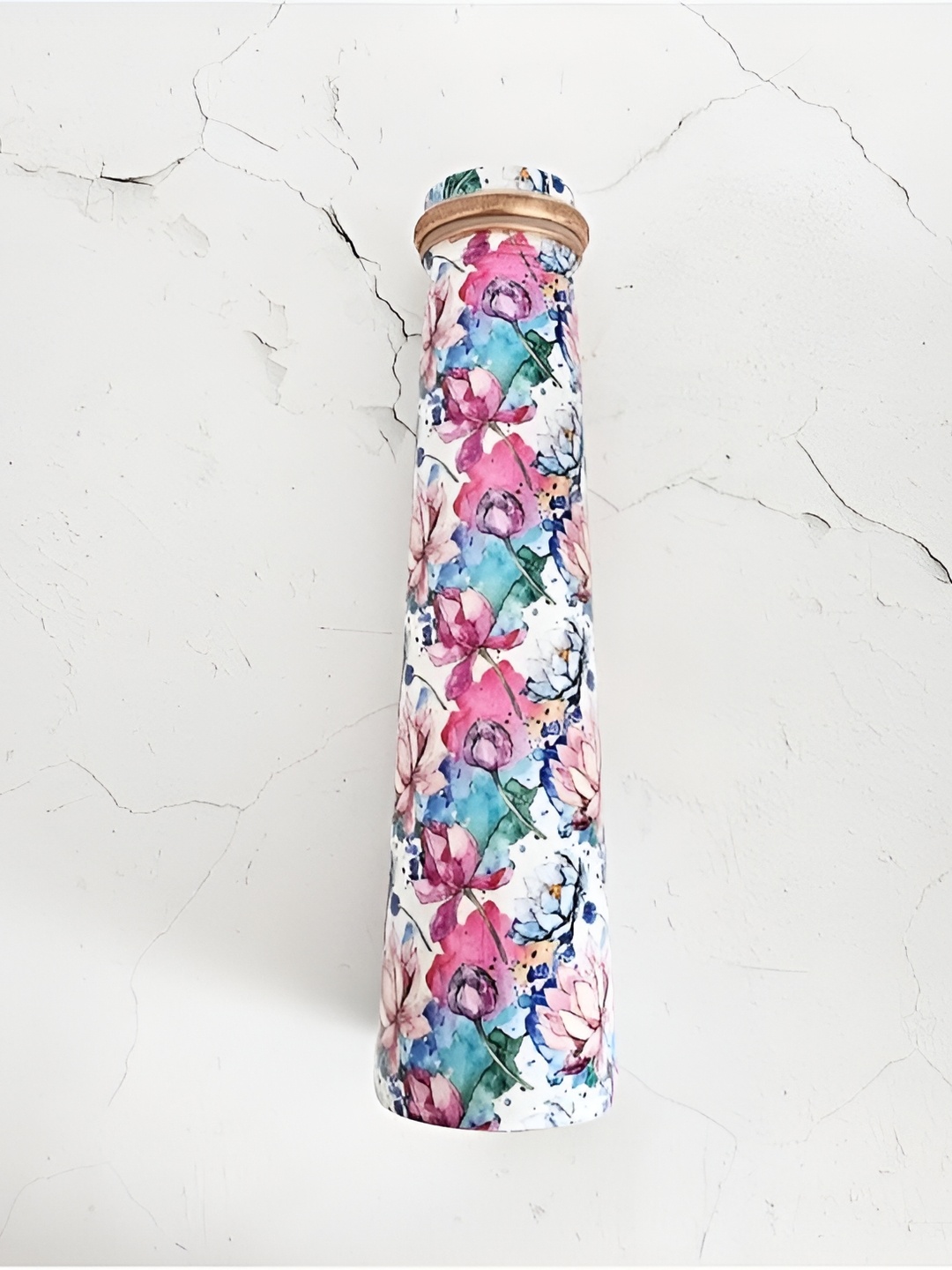 

BLANK SLATE HOME Kamalam White & Pink Printed Copper Water Bottle 750ml