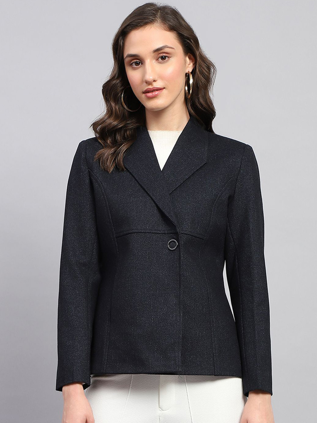 

Monte Carlo Shawl Collar Full Sleeve Blazer, Navy blue
