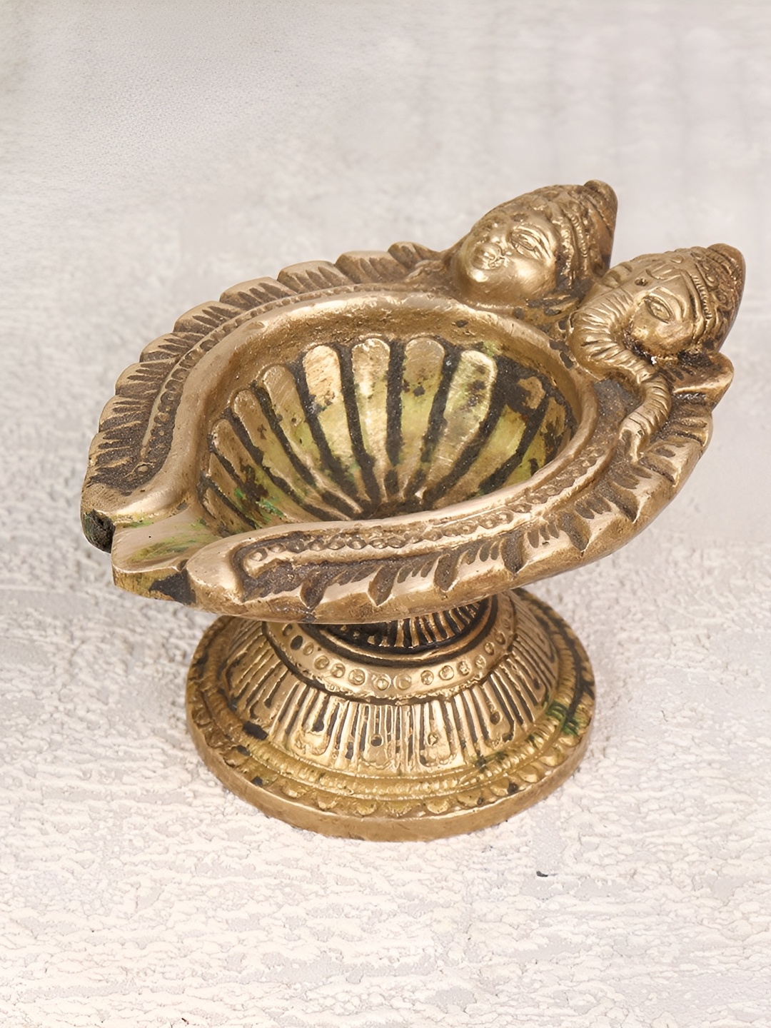 

Indianshelf Gold-Toned Brass Laxmi Ganesh Diya, Bronze