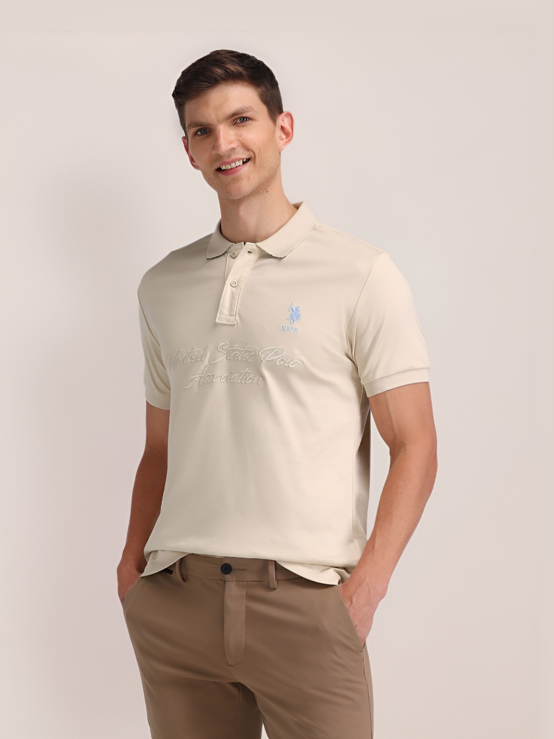 

U.S. Polo Assn. Men Solid Cotton Slim Fit T-shirt, Brown