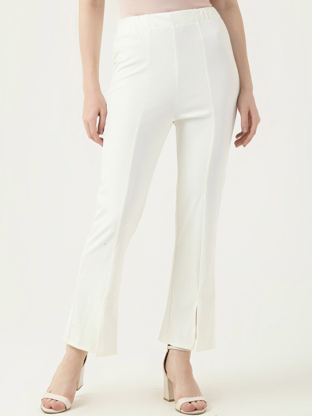 

Albion By CnM Women Solid Trousers, Off white