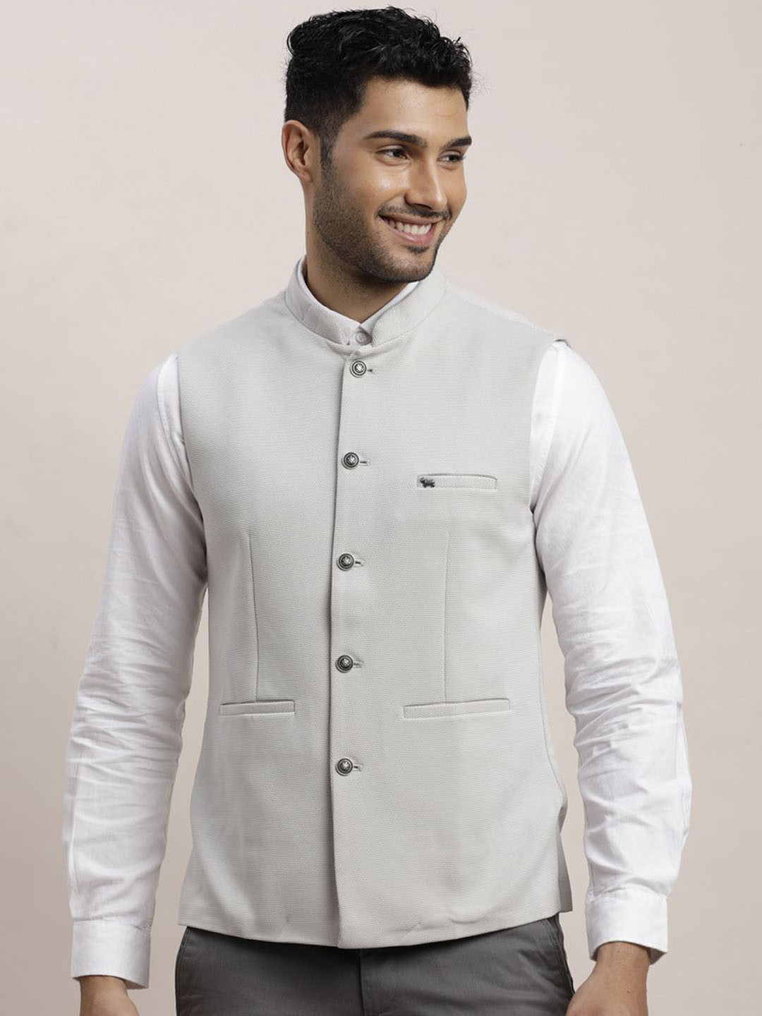 

Turtle Woven Nehru Jackets, Grey