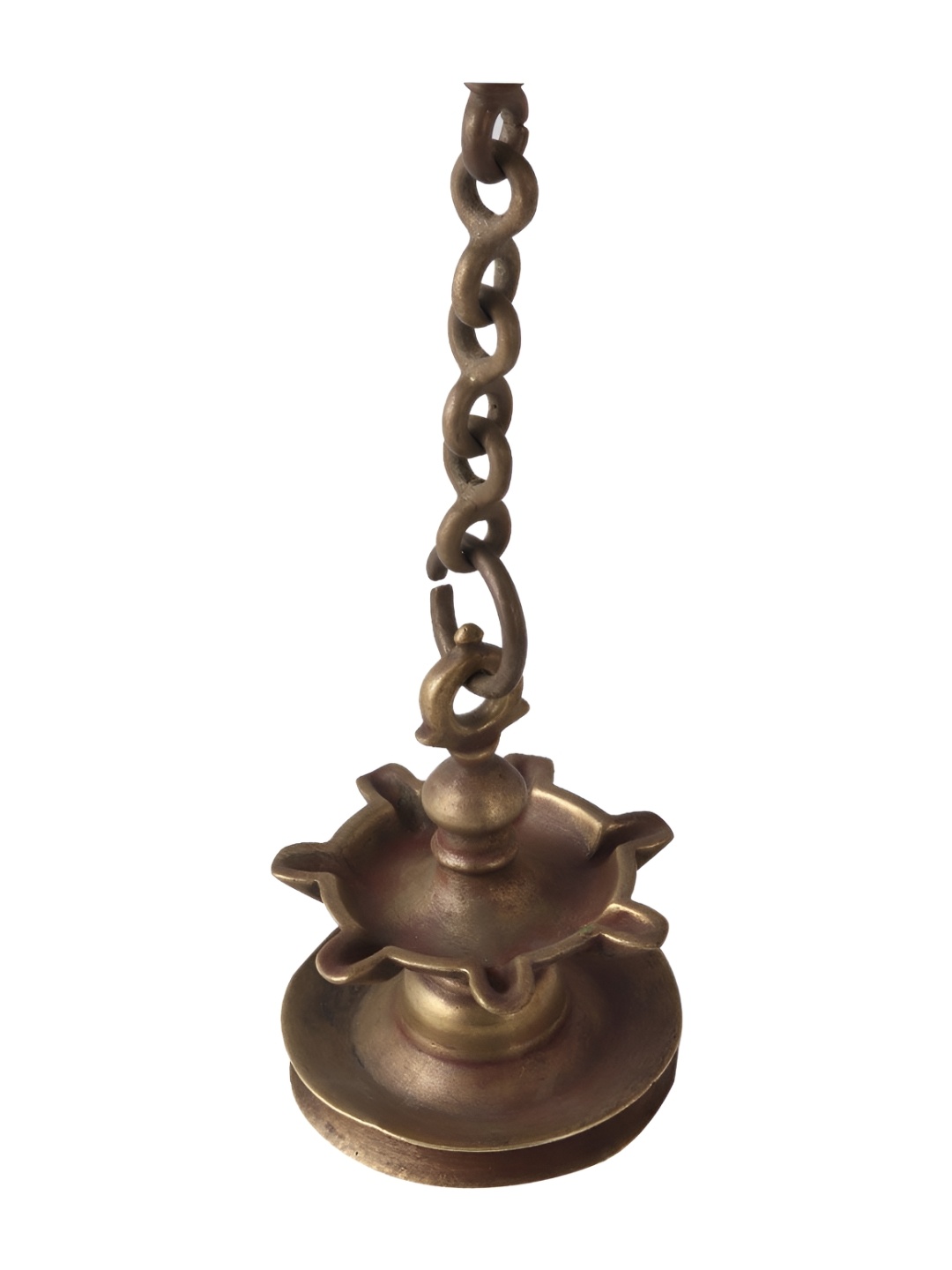 

Indianshelf Bronze-Toned Textured Brass Hanging Diya Pooja Essentials