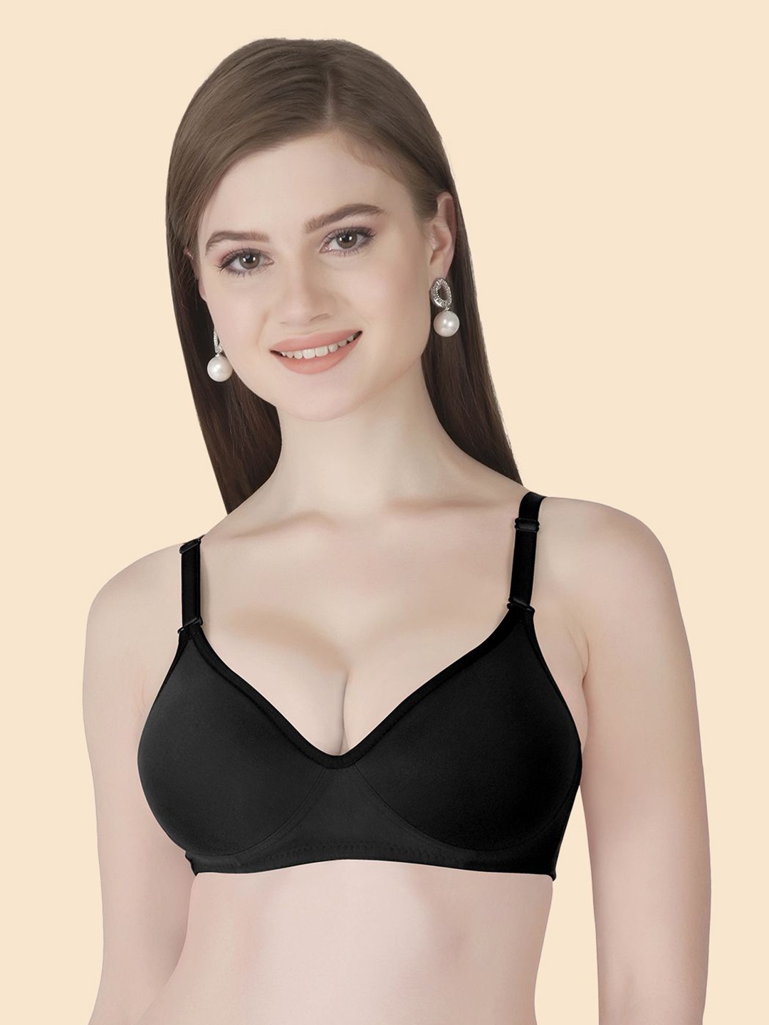 

Joomie Bra Full Coverage Solid Lightly Padded, Black