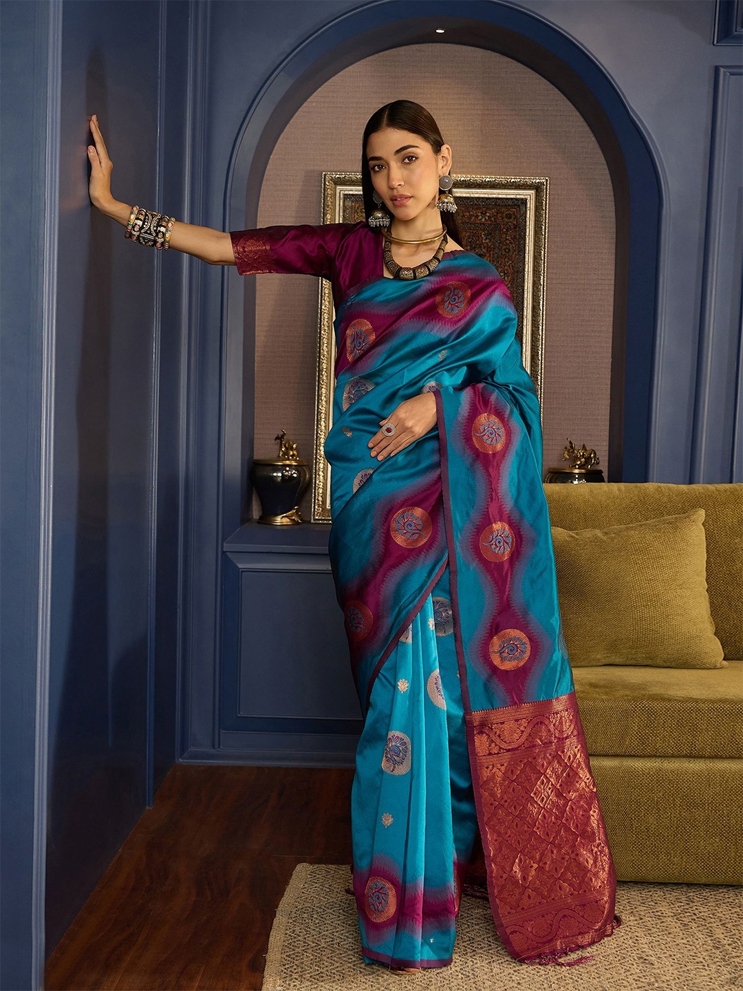 

Dori Woven Design Zari Banarasi Saree, Blue