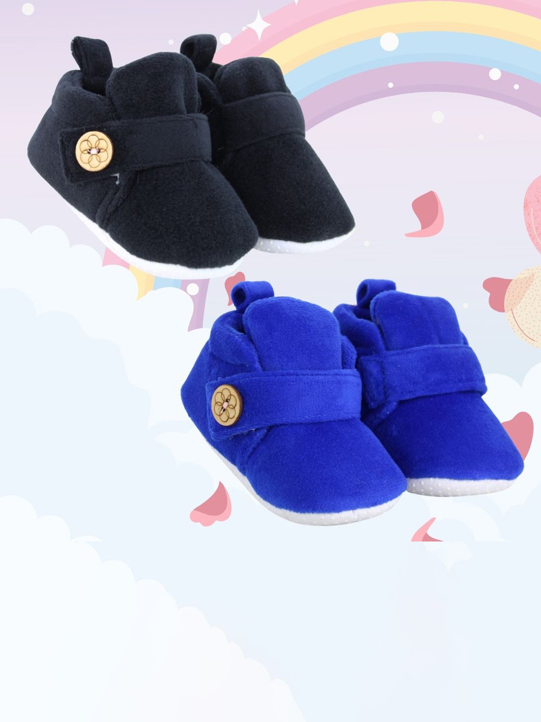 

NESKA MODA Kids Pack Of 2 Velvet Booties, Black