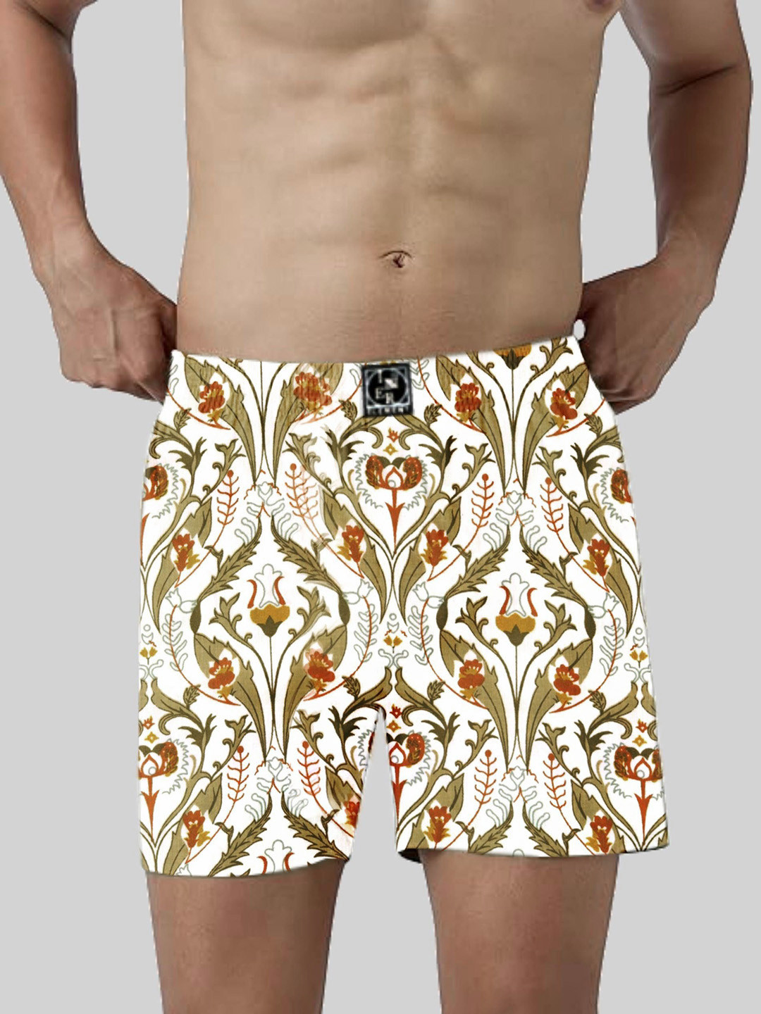 

inner element Men Printed Super Combed Cotton Boxer Shorts, White